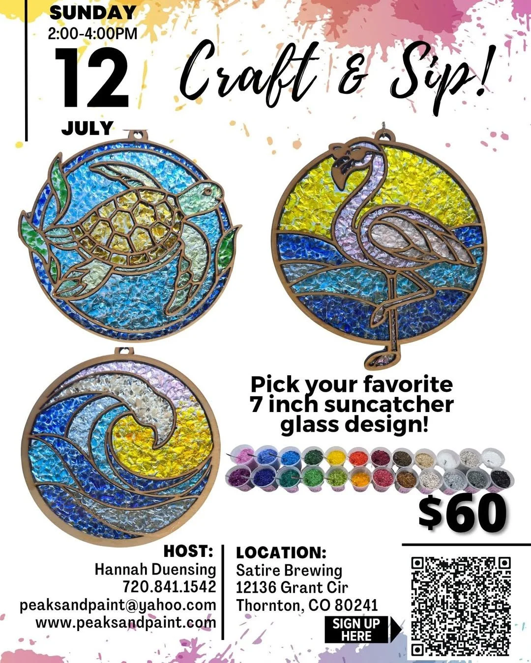 Craft &amp; Sip - Glass Sun-catcher Workshop - at Satire Brewing!