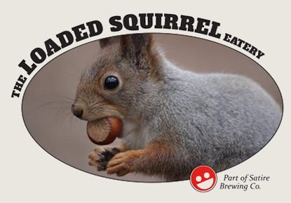 Logo of The Loaded Squirrel Eatery featuring a squirrel holding a nut in its mouth.