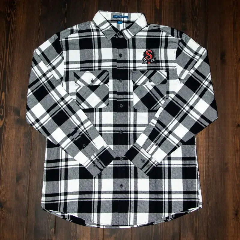 Satire Port Authority Flannel Shirt White & Black