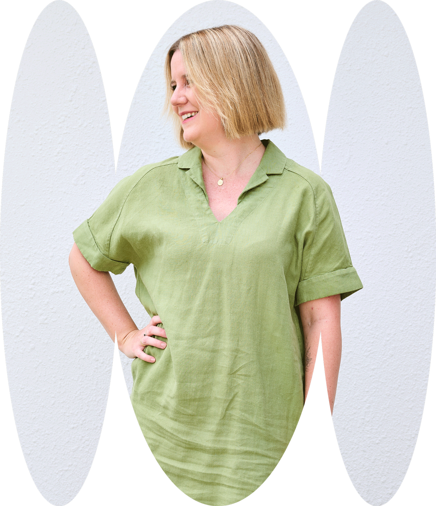 Dietitian Shannon Morley from Sage Nutrition standing against a white wall.