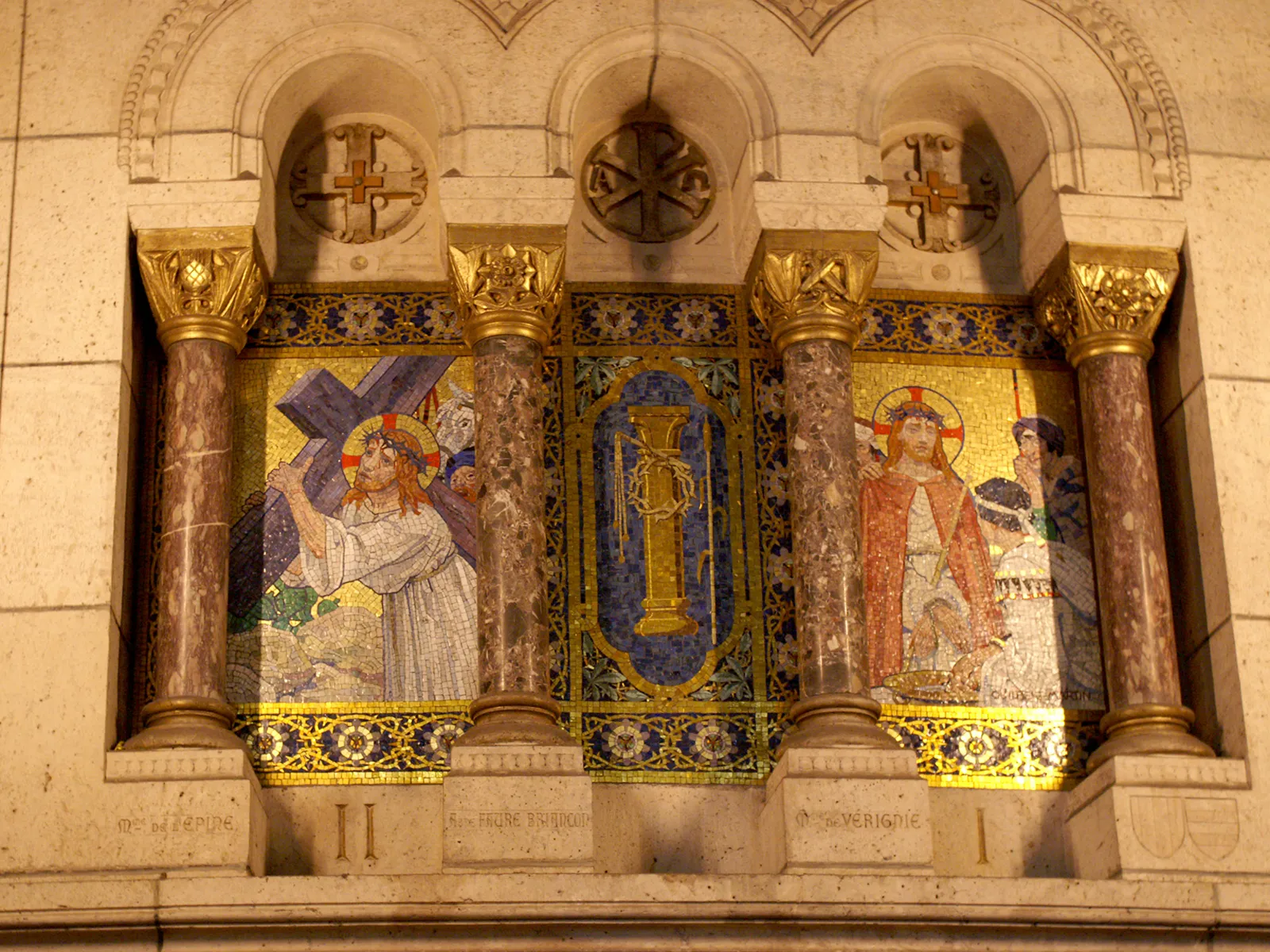 First (right) and Second Stations of the Cross, Sacred Heart Basilica, Paris.