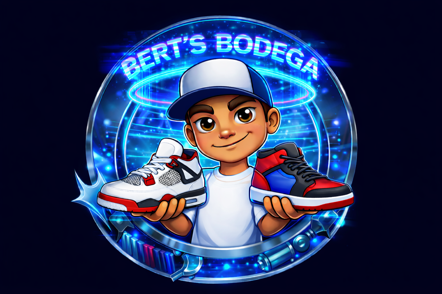 Bert's Bodega Character Logo with Sneakers