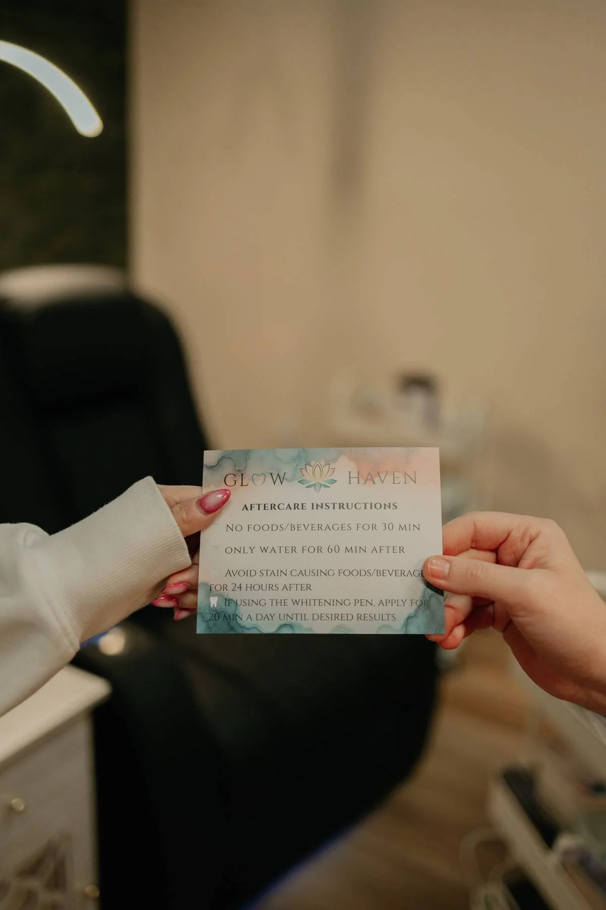 Receiving aftercare instructions