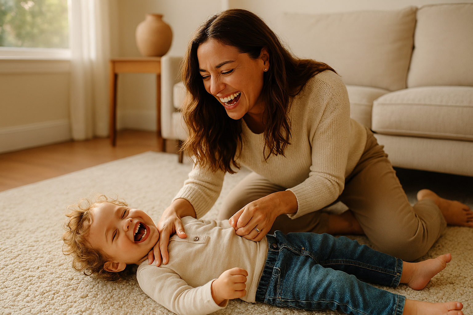 A mother and child enjoying uninterrupted quality time in a clean, serene home made possible by Royal Blue estate management and concierge services in Cincinnati.