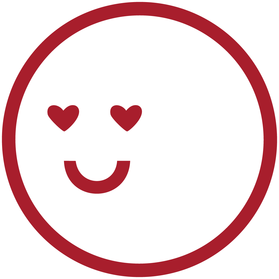 Red smiling face with heart eyes