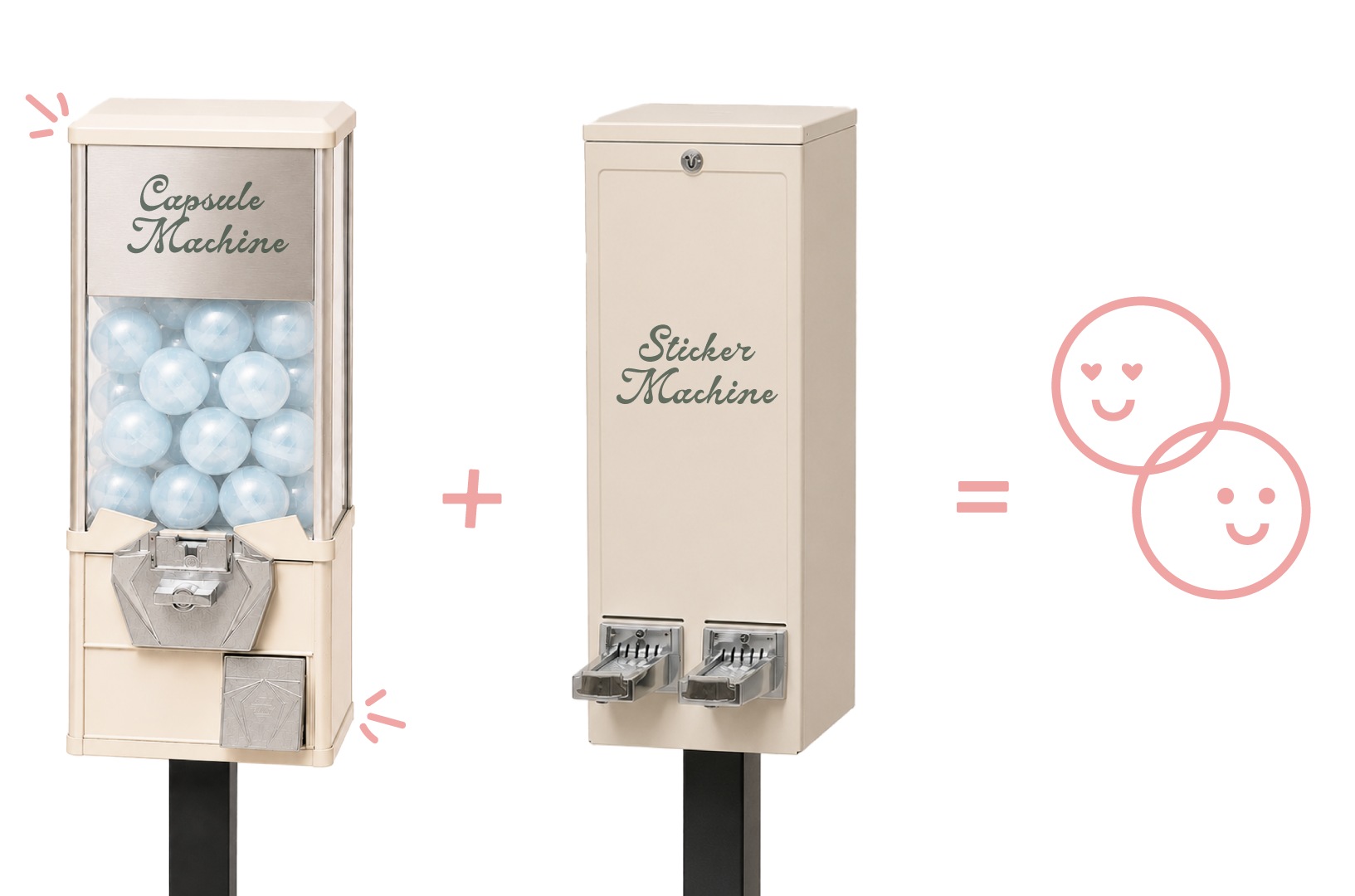 Custom sticker and capsule machine bundle rental for weddings and brand activations
