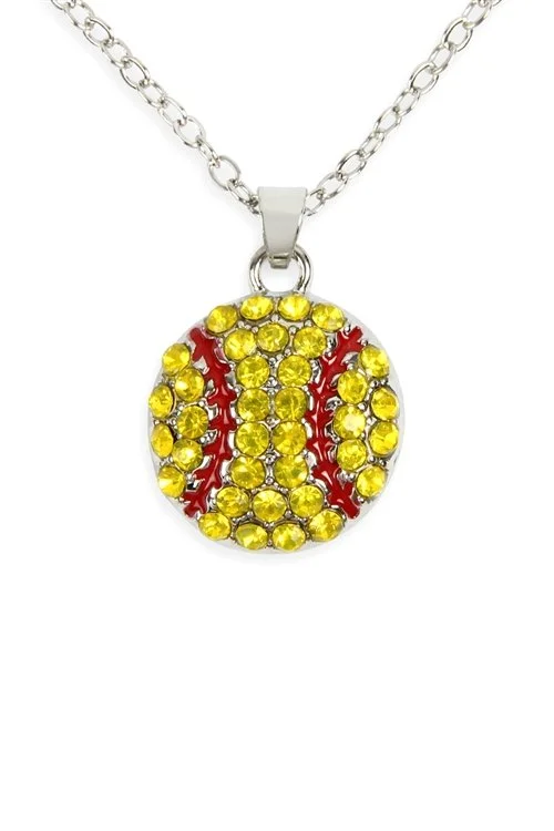 Rhinestone Softball Necklace