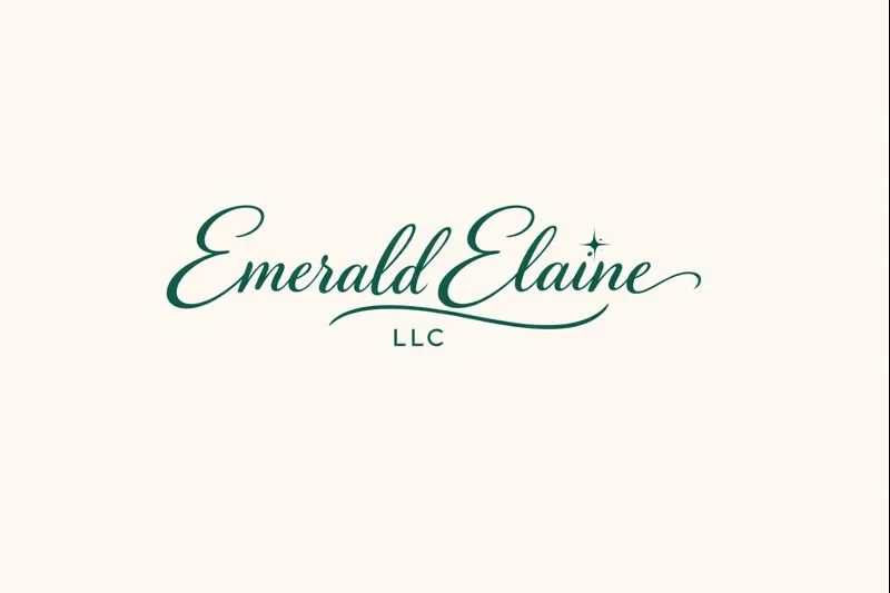Logo for Emerald Elaine LLC in elegant green cursive font with a star accent.