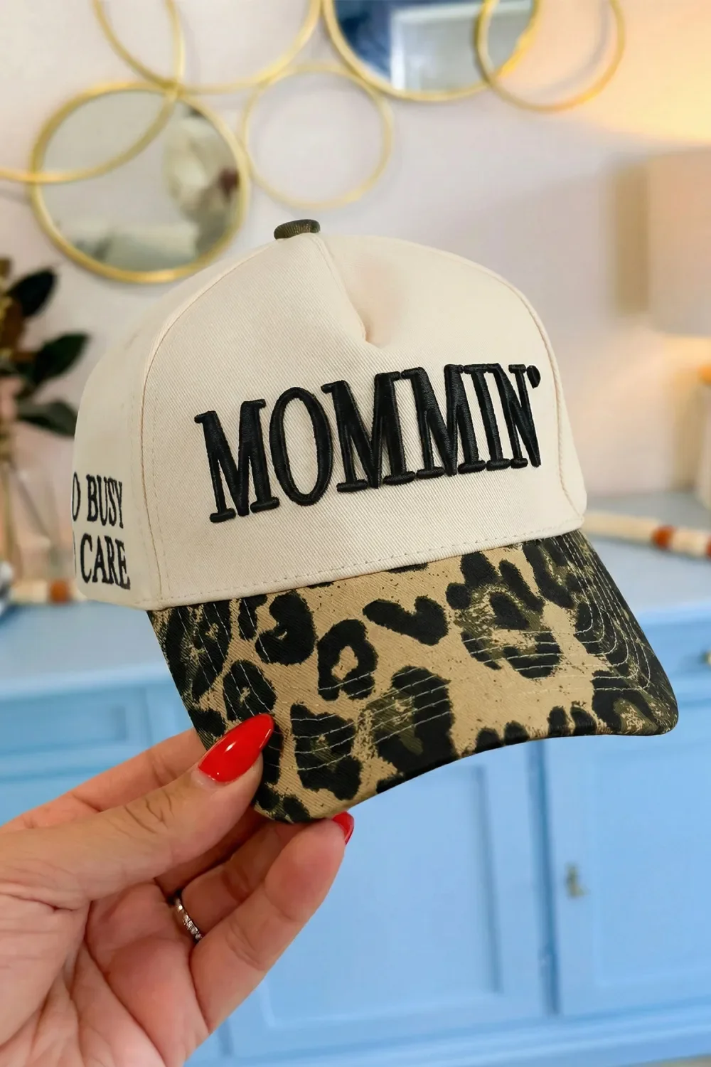 womens camo trucker mommin too busy to care.webp