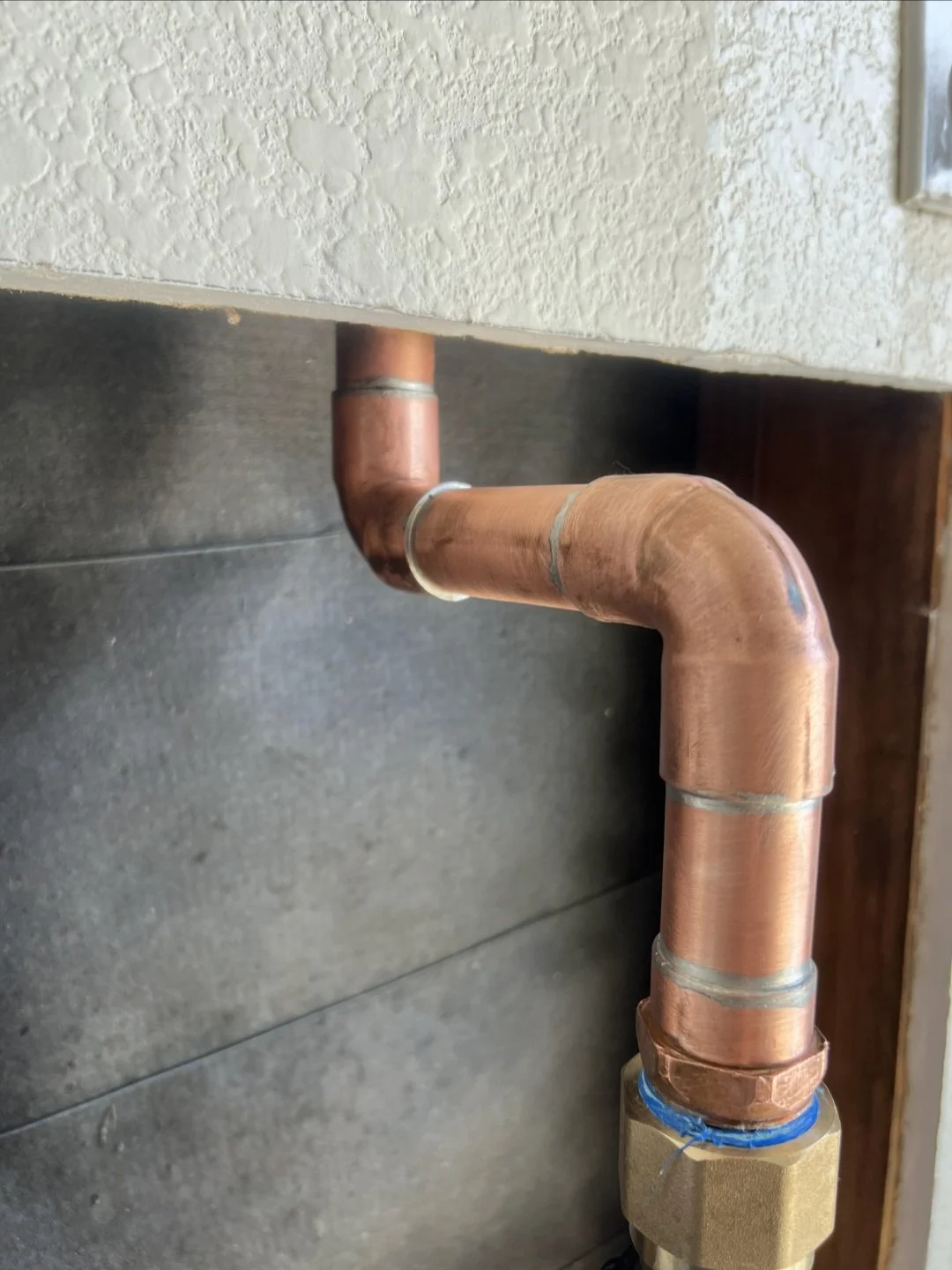 Copper pipe installation with soldered fittings by plumber in San Diego