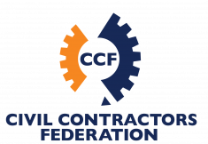Logo of the Civil Contractors Federation featuring gear graphics and the initials 'CCF'.