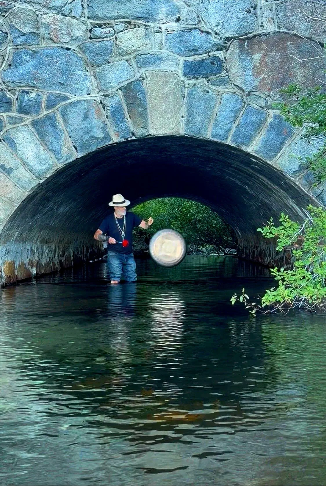 Aaron French, Akashic reader, spiritual mentor, medium and ancestral healer.  Gong master, playing gongs in nature, blessings the waters with the song