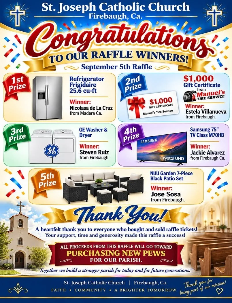 Congratulations to OUR RAFFLE WINNERS!
