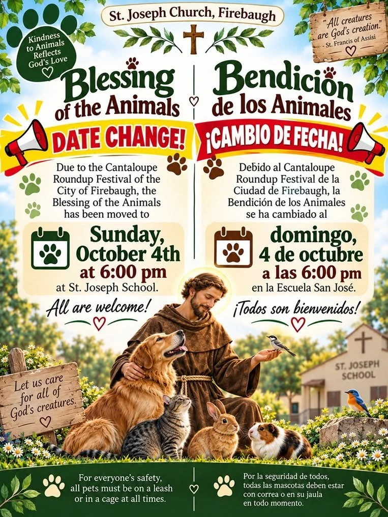 Blessing of the Animals October 4th