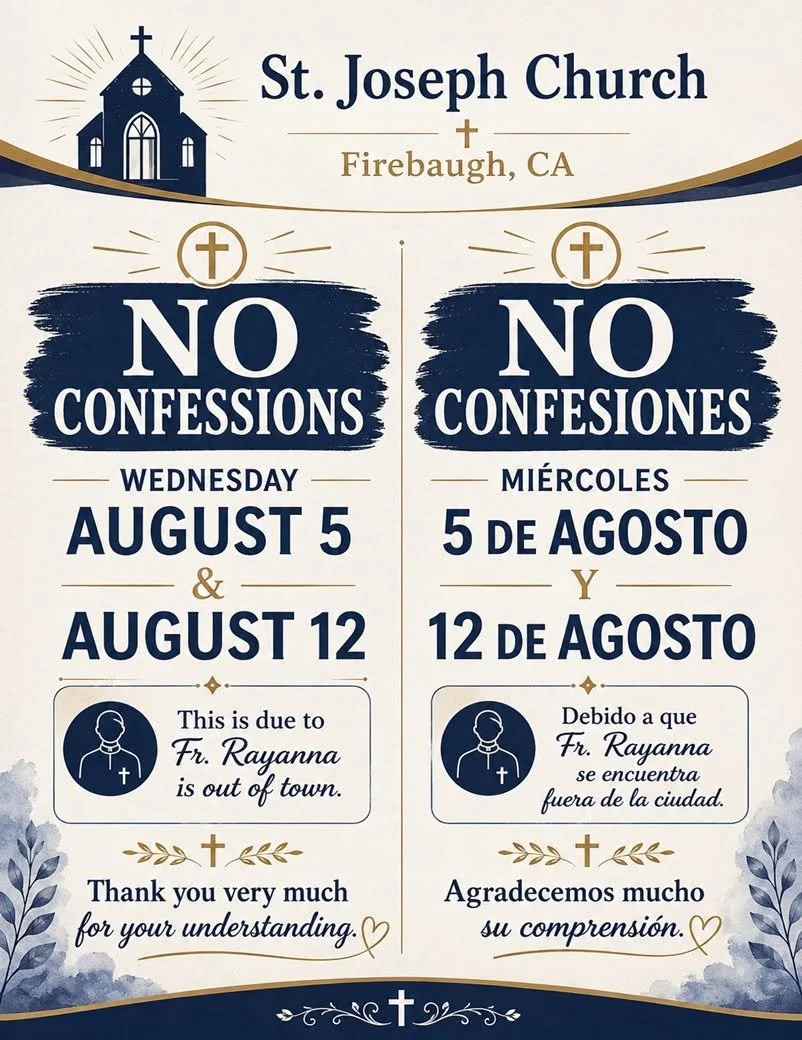 No Confessions Wednesday August 5th & 12th... click on image above to view larger version