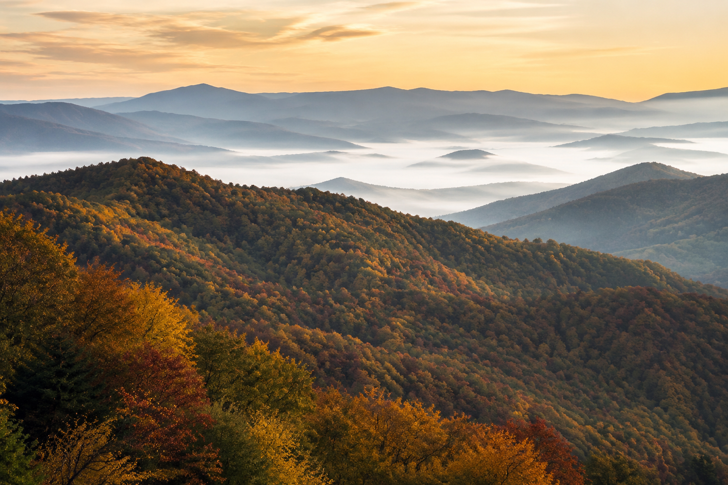 Smoky Mountain ridgelines in autumn