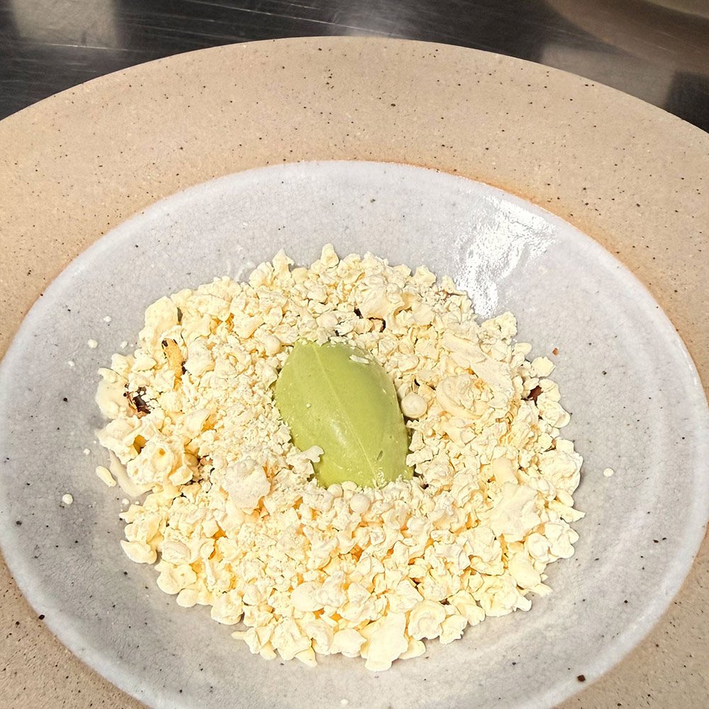 Tarragon Ice Cream, Halls Suzette granita, brown butter crumble, puffed wild rice & cherry compote Wildflower Restaurant, Perth