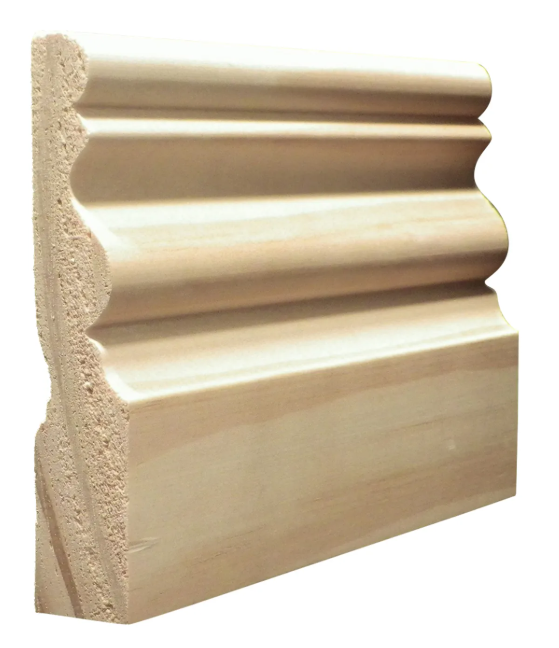 Detailed close-up of the smooth wood grain on a premium, hand-varnished Radiata Pine timber moulding