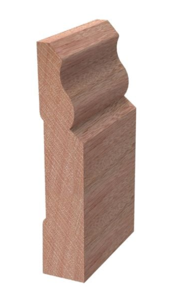 Detailed close-up of the smooth wood grain on a premium, hand-varnished Meranti timber moulding