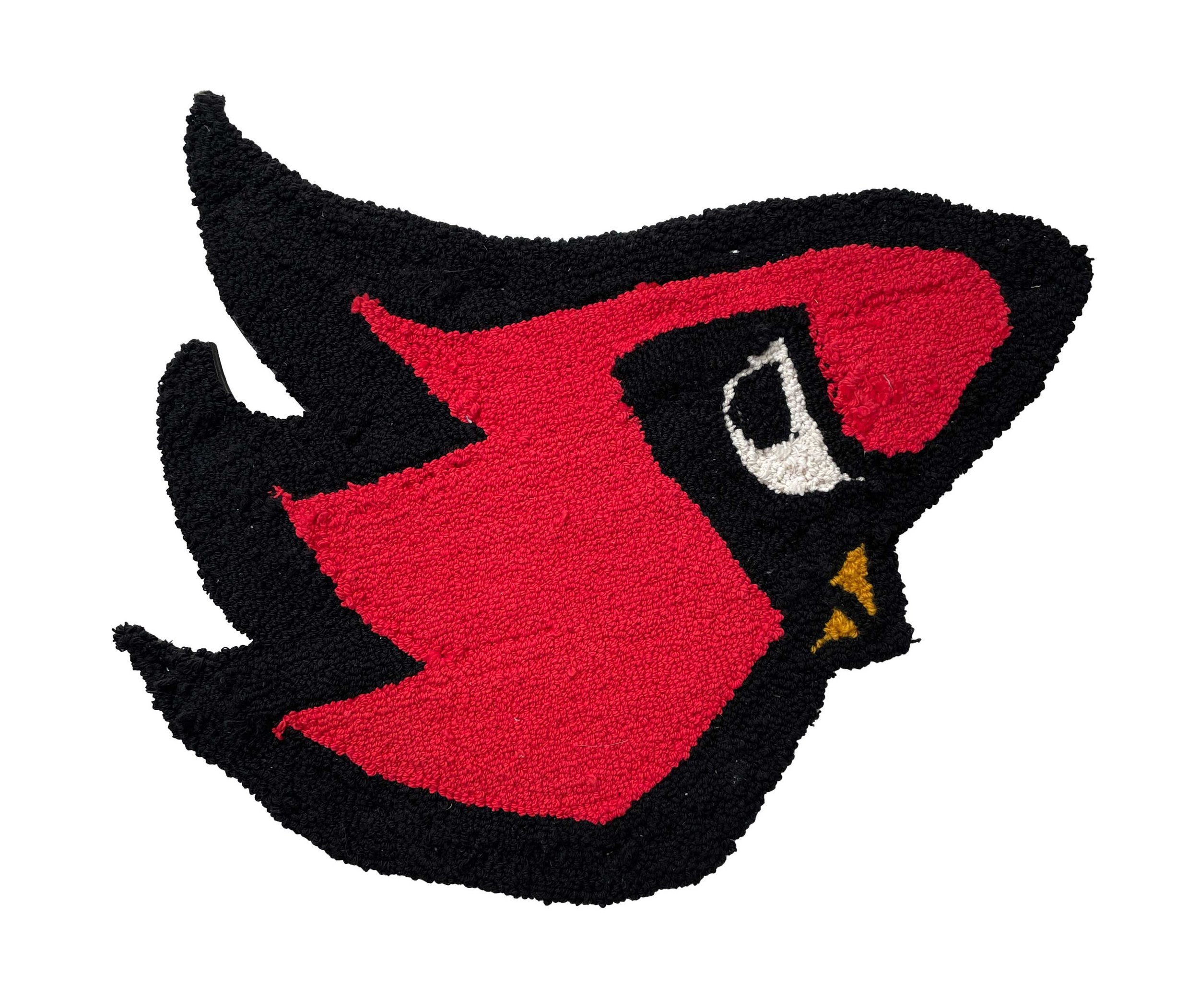 Cardinal / cotton yarn mounted on plywood
13.5 x 16.5"