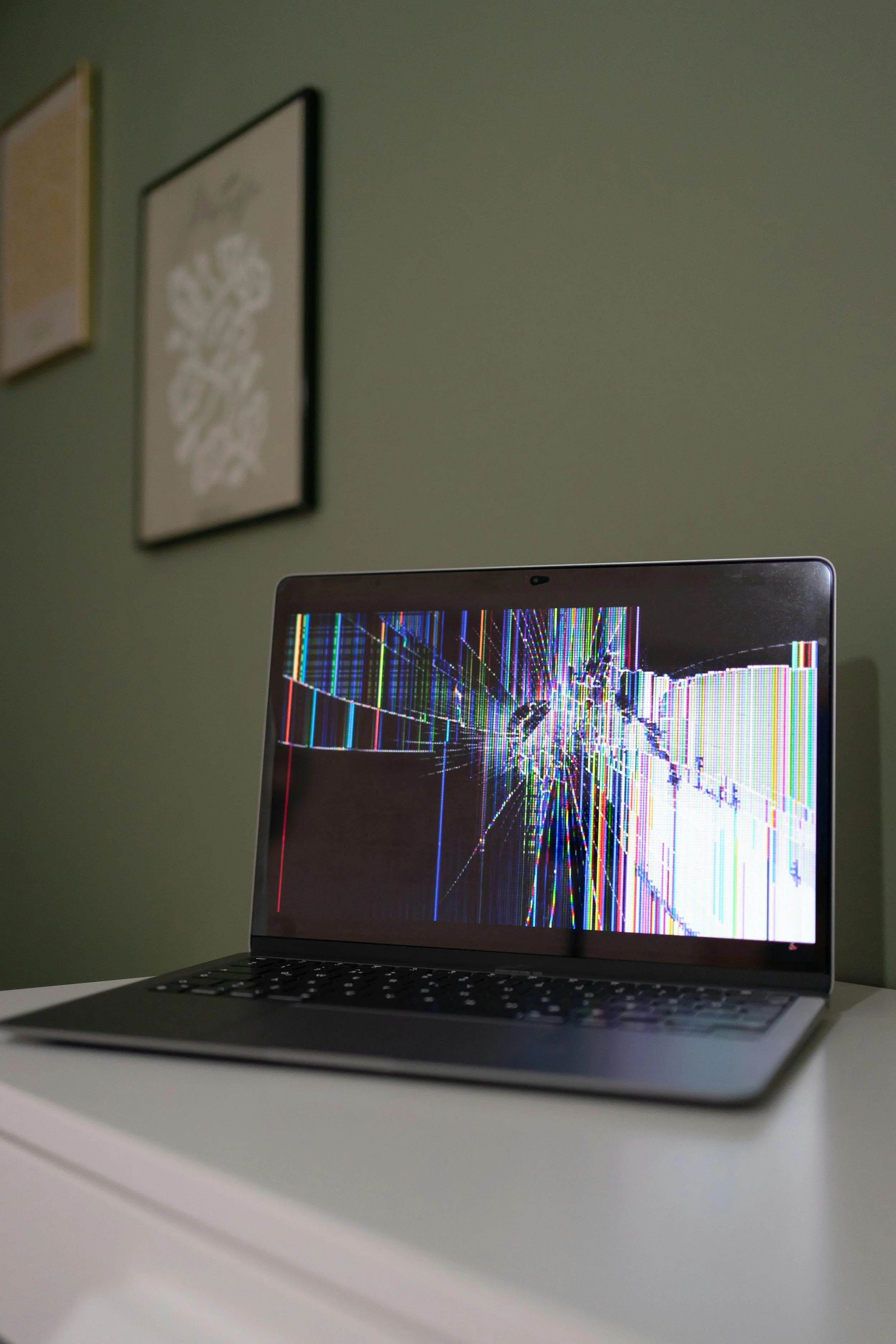 A damaged screen in need of laptop screen repair in Albuquerque