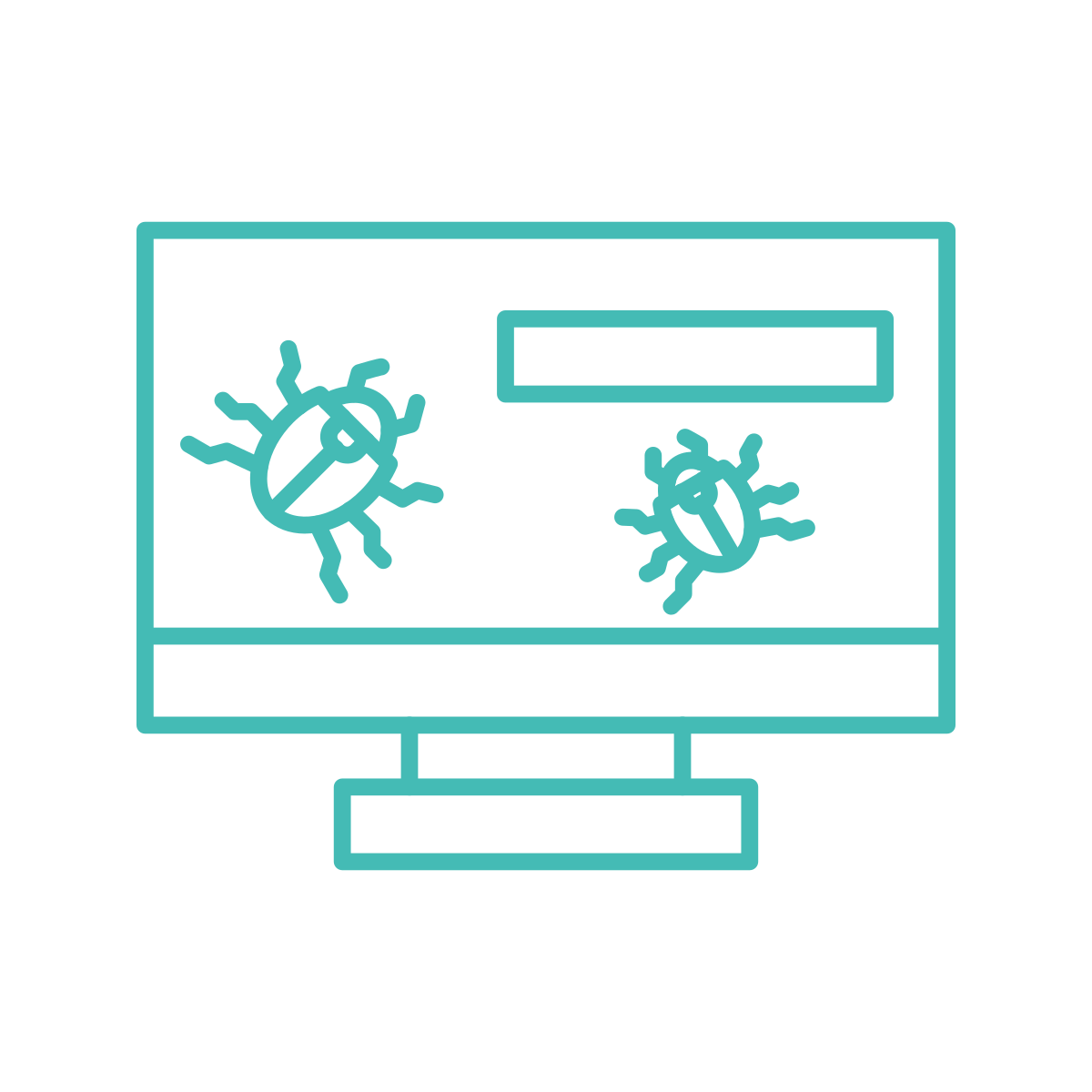 Line drawing of a computer monitor with two bacteria icons and a rectangular input box.