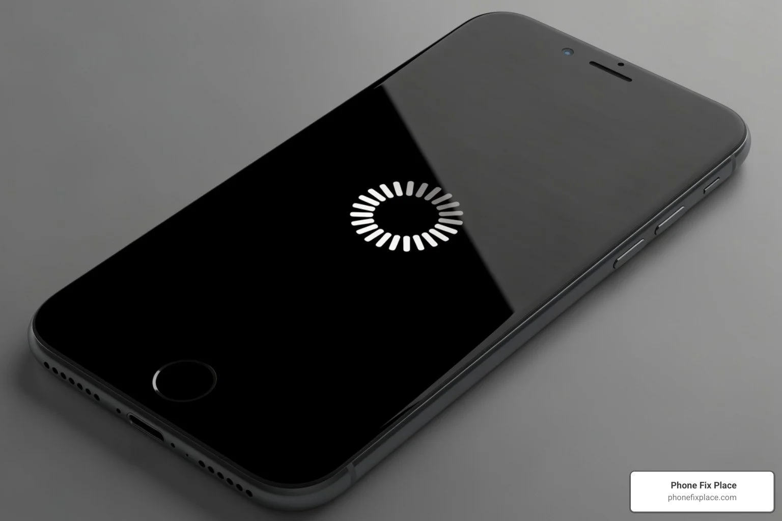 iPhone displaying a black screen with a loading spinner - ios repair tool download