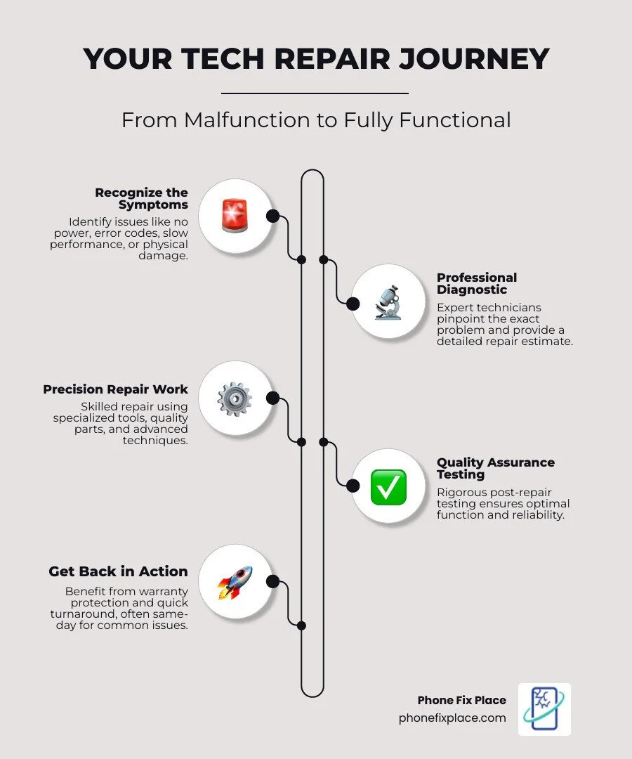Infographic showing the computer and console repair process