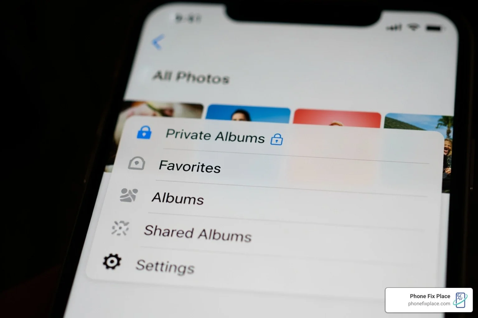 Gallery app menu showing 'View Hidden albums' - how to recover hidden files in android mobile