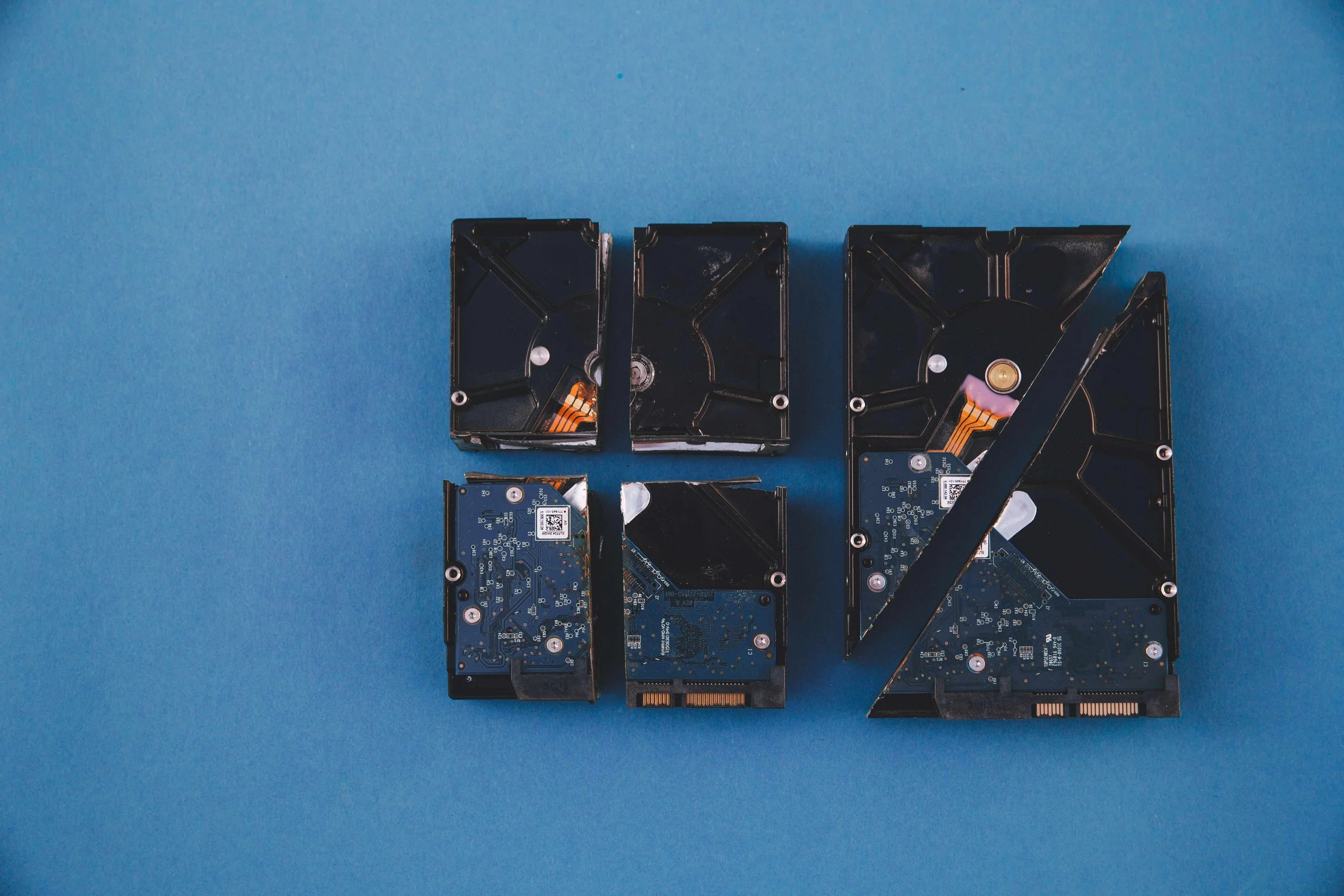 Broken hard drive representing data loss.