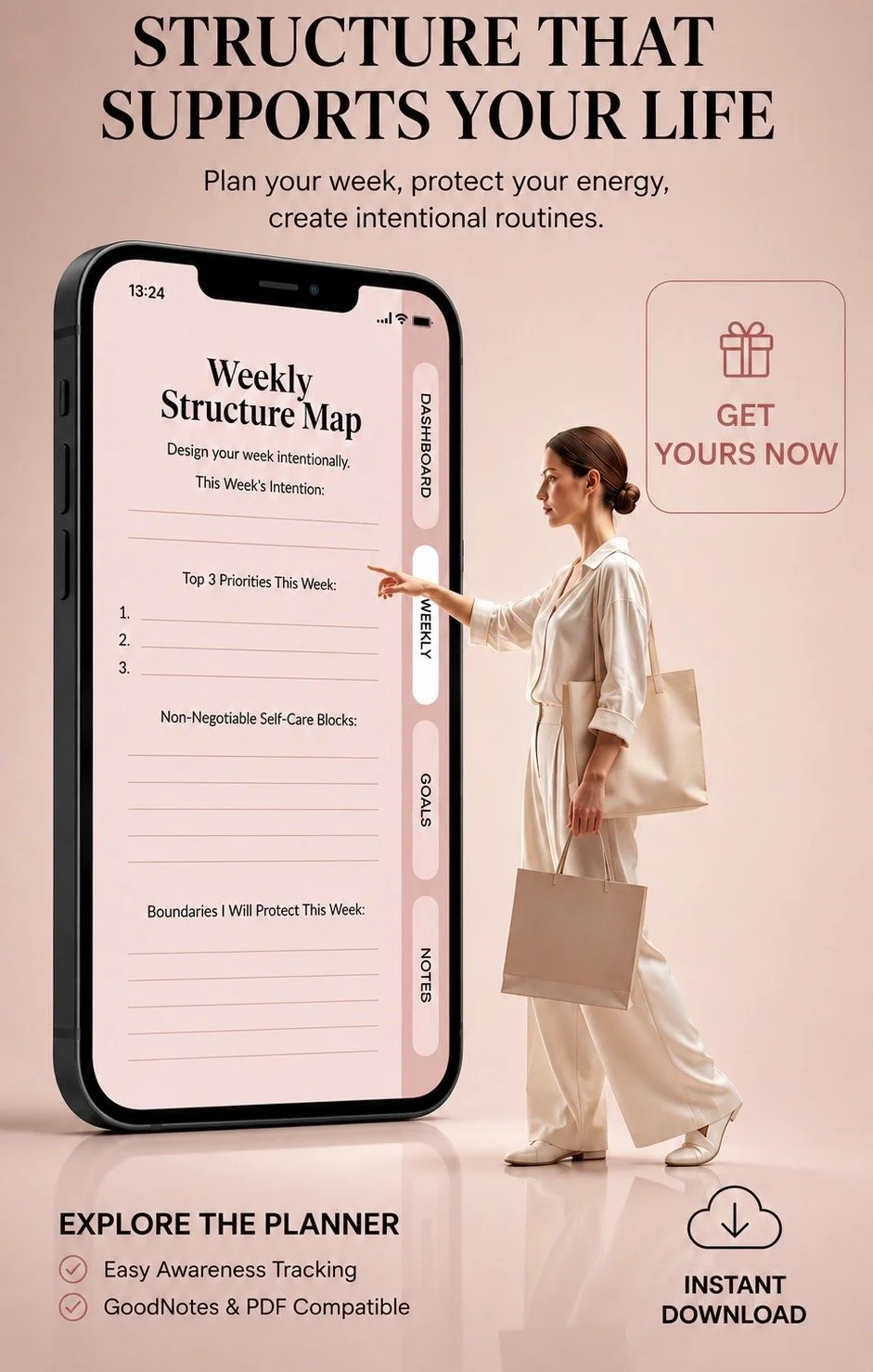 The Structured Vitality Planner- Digital | A Guided Framework for Intentional Living