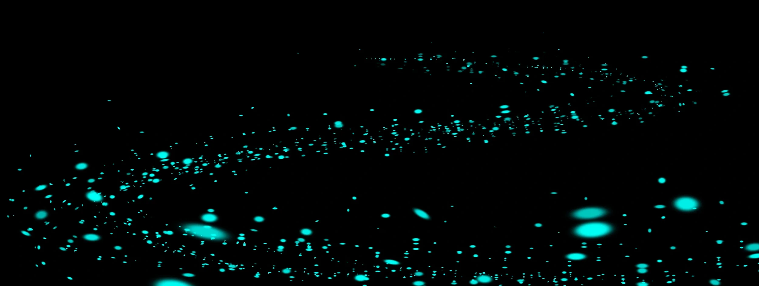 Bioluminescence on a black background, creating a visual pattern that looks like a starry sky or abstract light display.