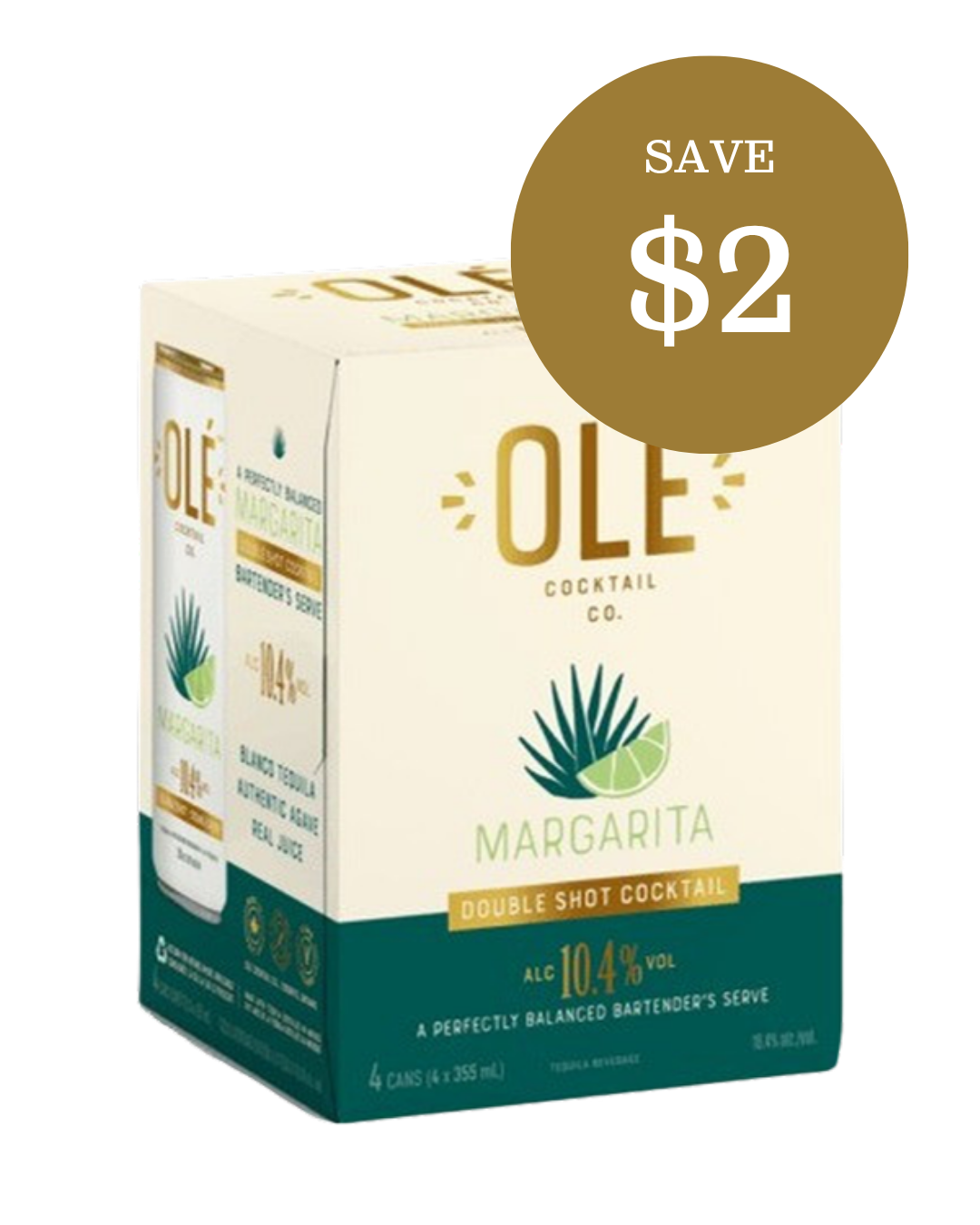 Olé Double Shot Margarita 4 pack cans, save $2