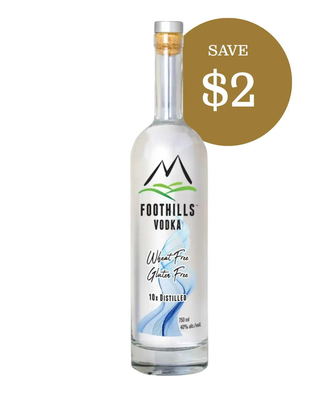 Foothills Vodka, 750ml, wheat-free and gluten-free, 10x distilled, save $2 — available at JAK's