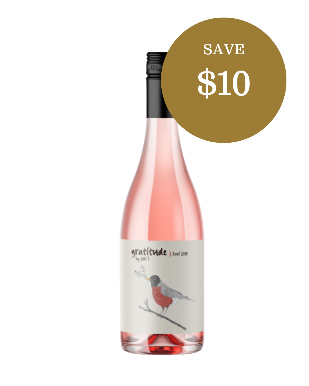JAK's Gratitude Rosé 2019 wine bottle, save $10