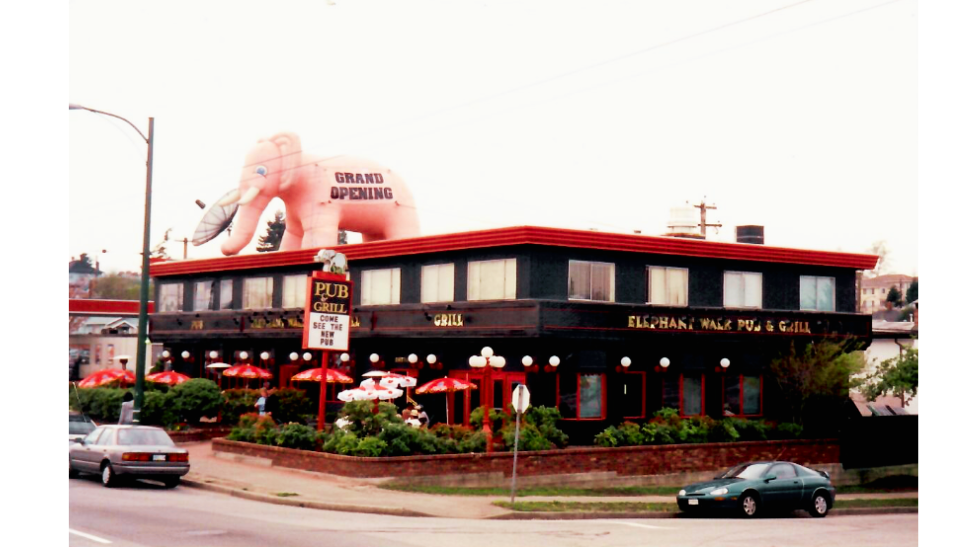 Elephant Walk Pub and Grill grand opening at 41st and Knight in East Vancouver, now the site of JAK's East Vancouver liquor store