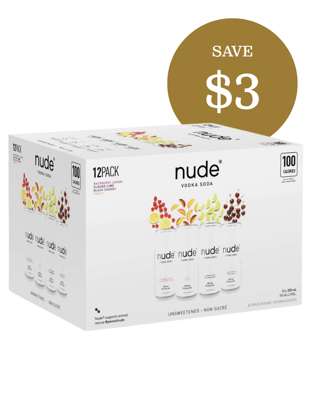 Nude Vodka Soda 12-pack variety box, save $3
