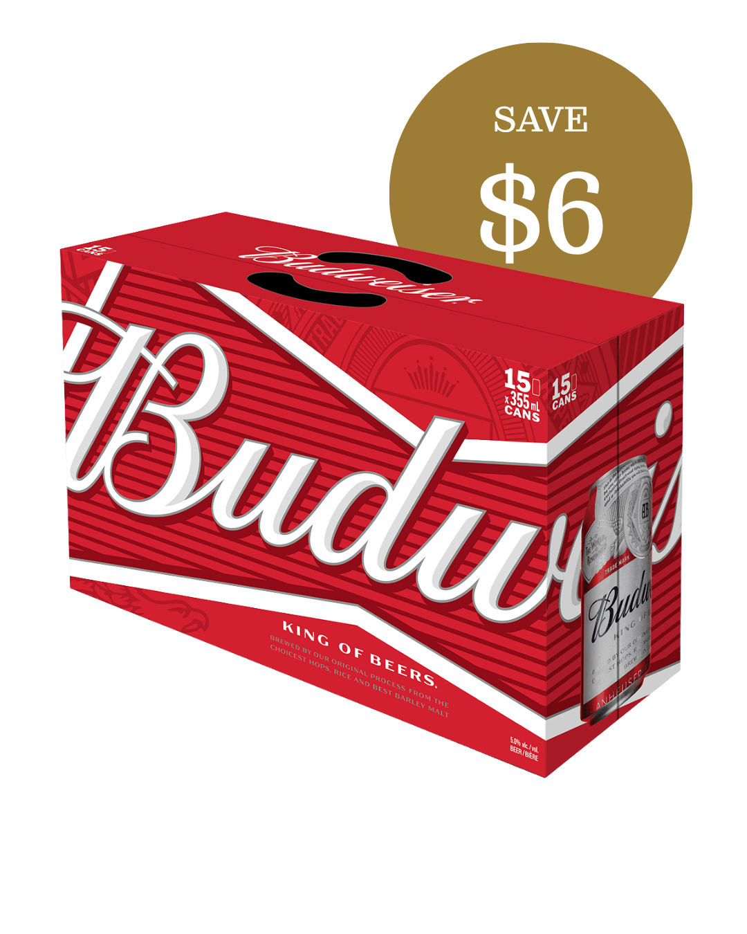 Budweiser Lager 15-pack cans, save $6