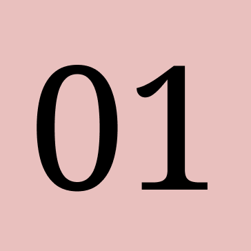 Pink background with the number '01' in large black text.