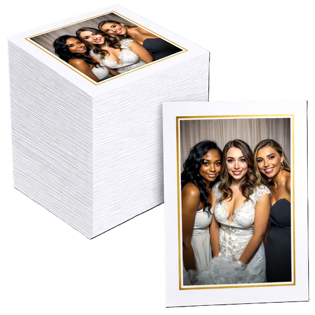 🖼️ White w/ Gold Trim – $180  Up to 300 Guests