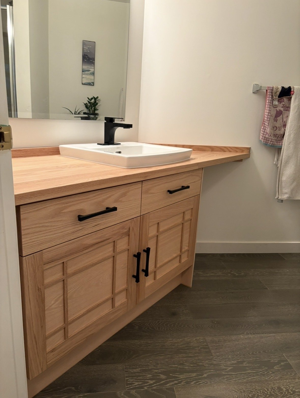 red oak countertop / vanity 
