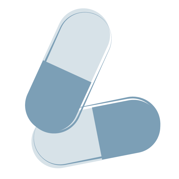 A medical capsule-shaped pill that is light blue in color.