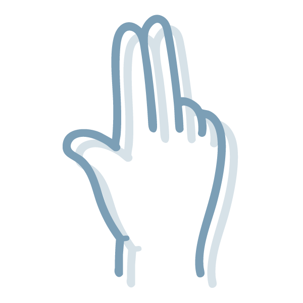 Outline drawing of a hand with fingers crossed.