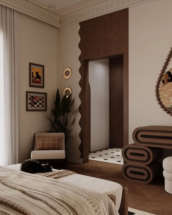 inspo 💭| I am mad for a detail and this styling is next level. It&rsquo;s the wave in the plaster down the door with the matching wave frames that makes this girl weak at the knees... bravo! 👏🏼