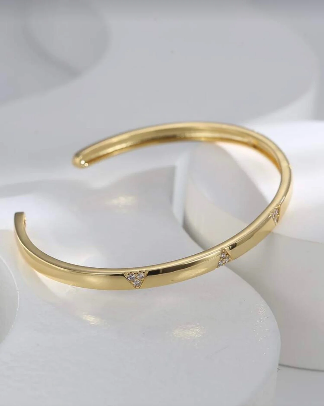 Gold Pavé Triangle Cuff