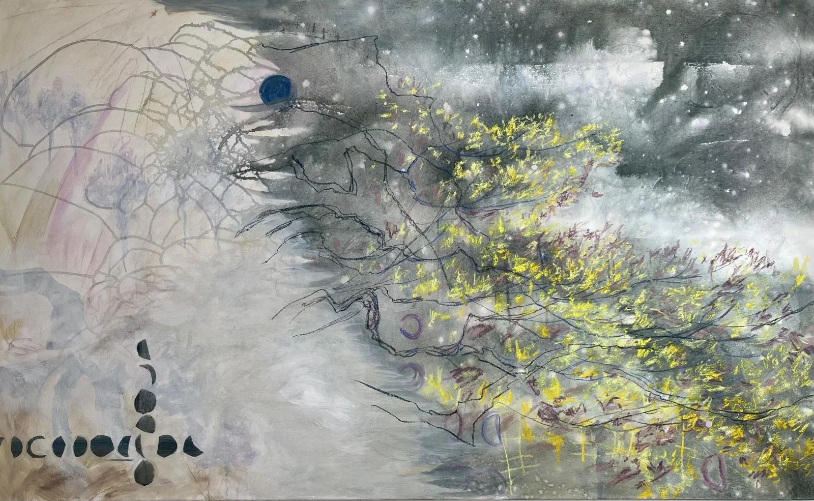 Work in Progress IV, 155 × 95 cm, mixed media on canvas, 2026