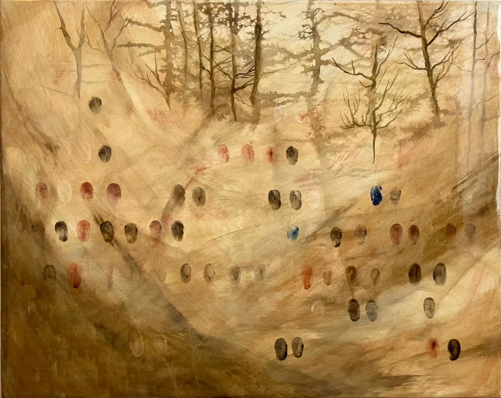 8p3, acrylic, filler and Varnish on canvas, 50 × 40 cm, 2025