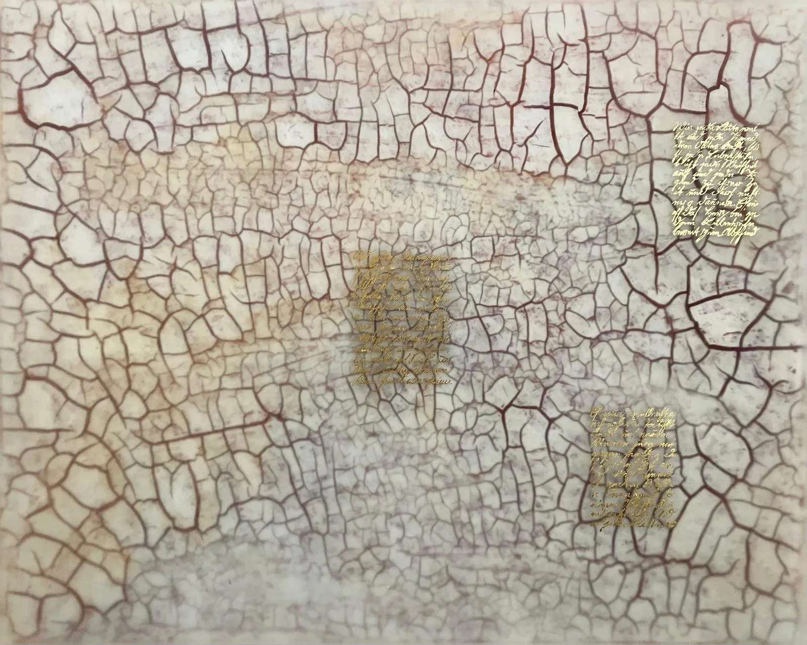 8d6, acrylic, marble dust, gold leaf (23.75 carat) and epoxy resin on wooden panel, 50 × 40 cm, 2025