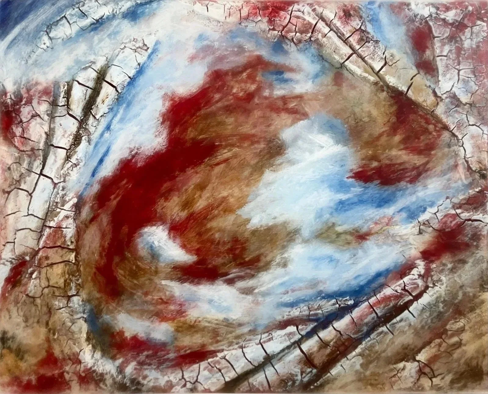 6f7, acrylic, marble dust, filler and epoxy resin on canvas, 50 × 40 cm, 2025