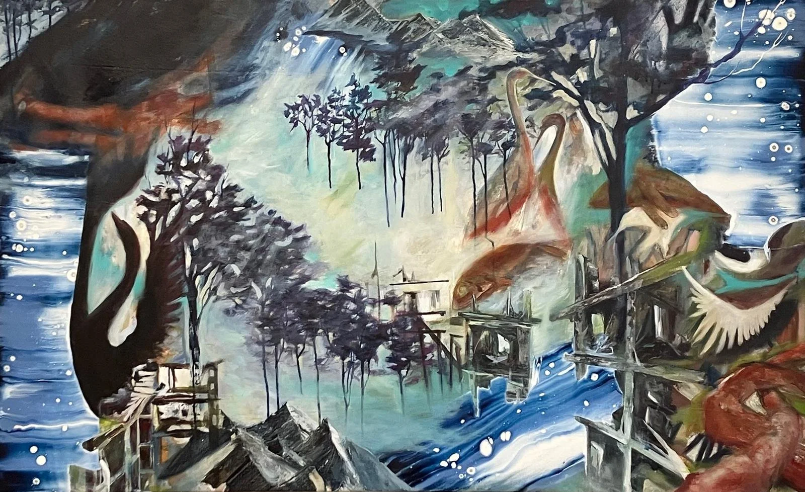 Work in Progress III, 155 × 95 cm, mixed media on canvas, 2026